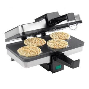 Italian Piccolo Pizzelle Baker Nonstick Electric Press Makes 4 Mini Cookies
